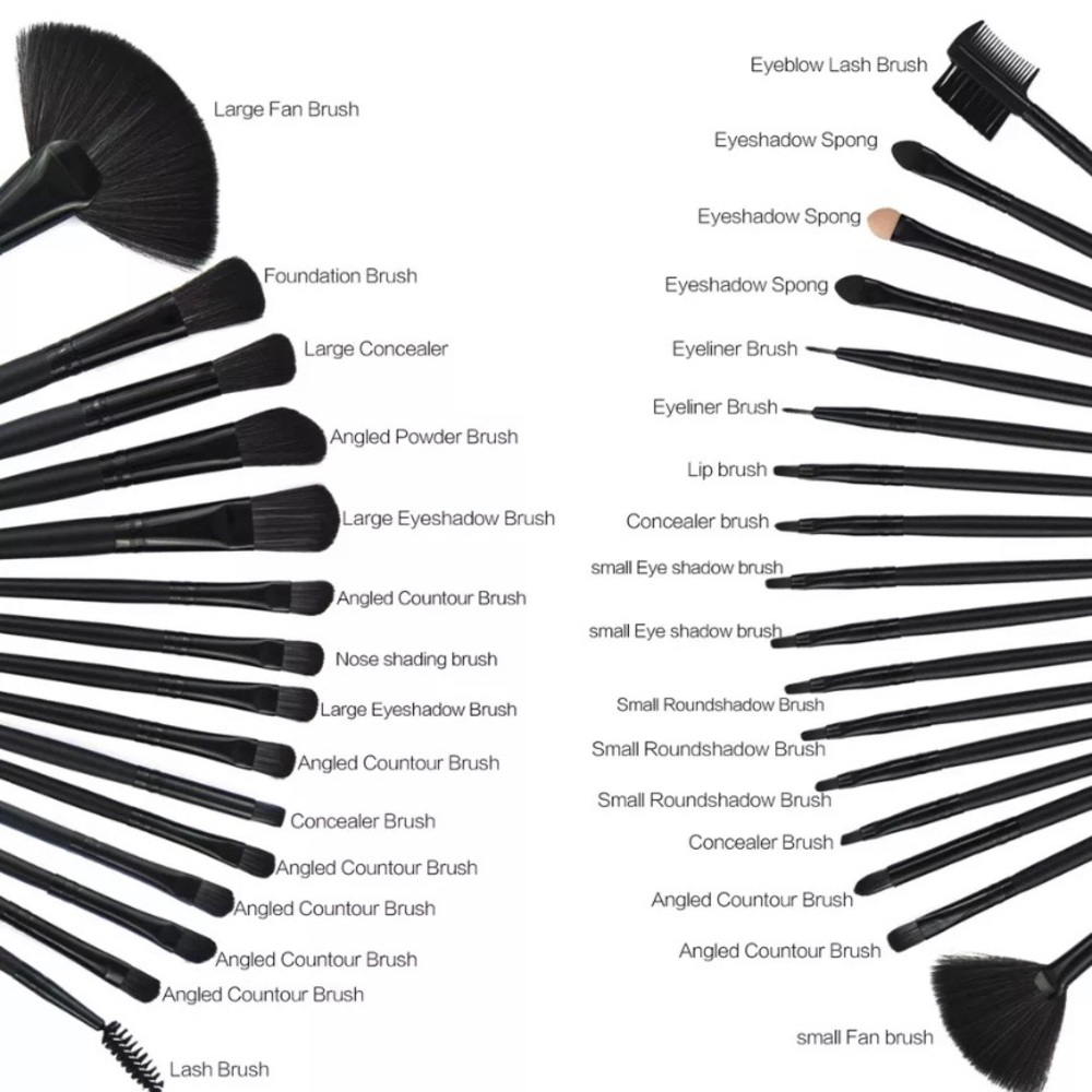Black makeup brush set of 32 pcs includes case